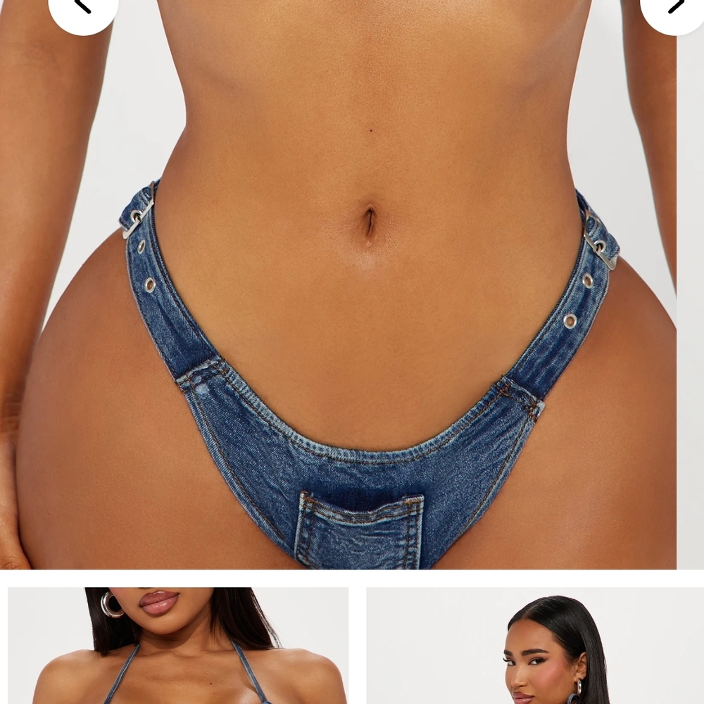 Denim Blue High-Cut Bikini Bottom